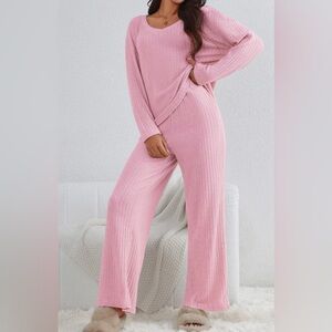 Cozy Pink Ribbed Lounge Set